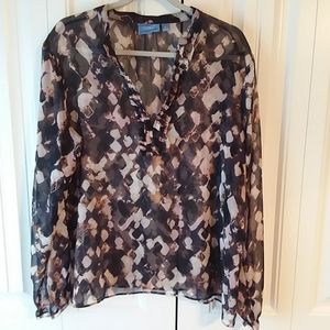 Women's sheer print fabric top